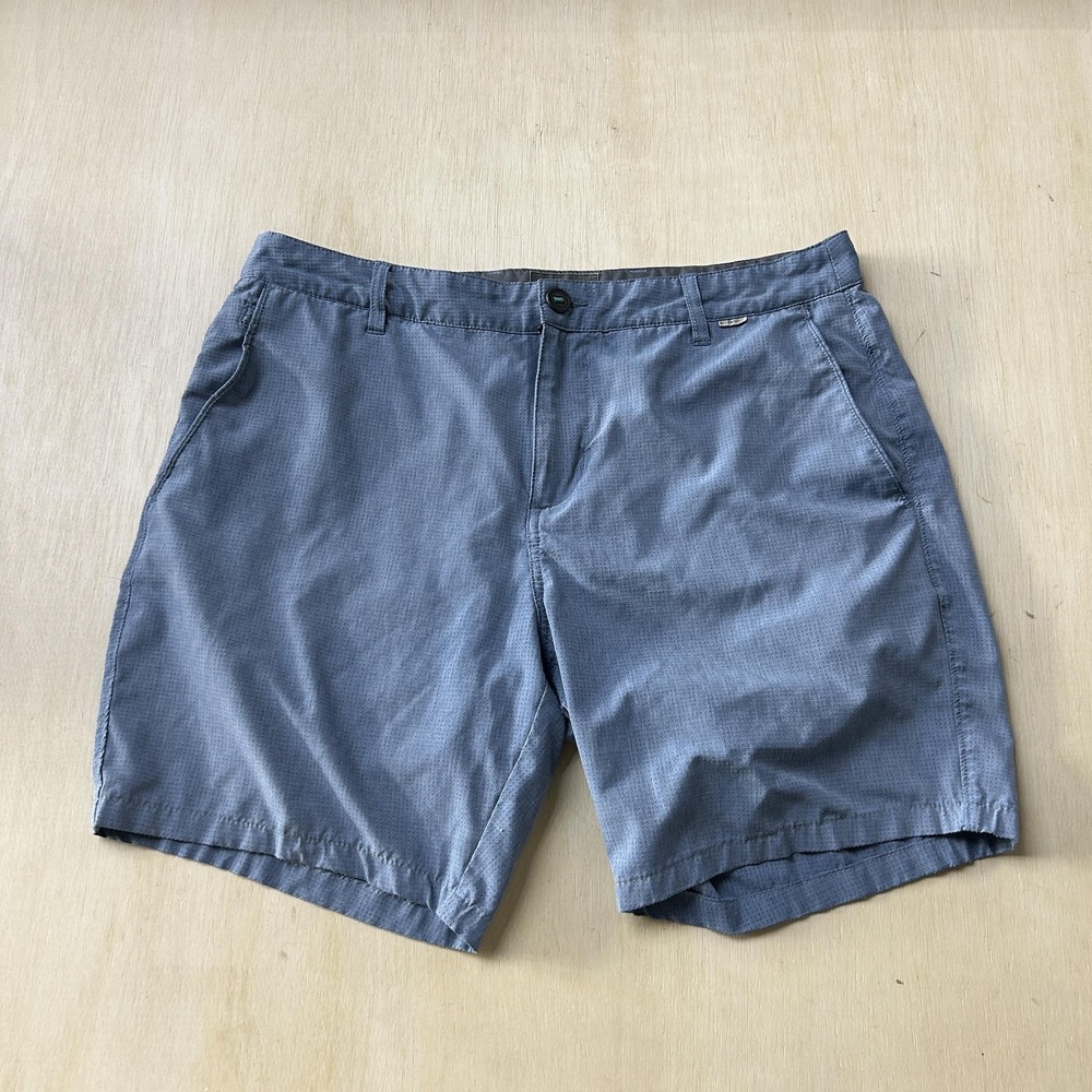 Linksoul Chino Shorts Mens 33 Blue Microfiber Stretch Golf 9 Inseam Summer